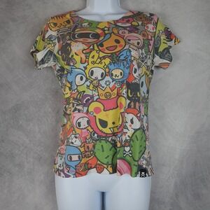 Tokidoki Shirt Womens Medium Buffet Collection Allover Character Kawaii Tee